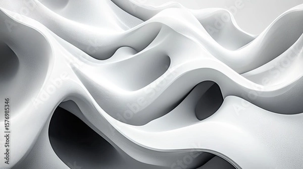 Fototapeta Abstract white sculpted forms in a dynamic arrangement.