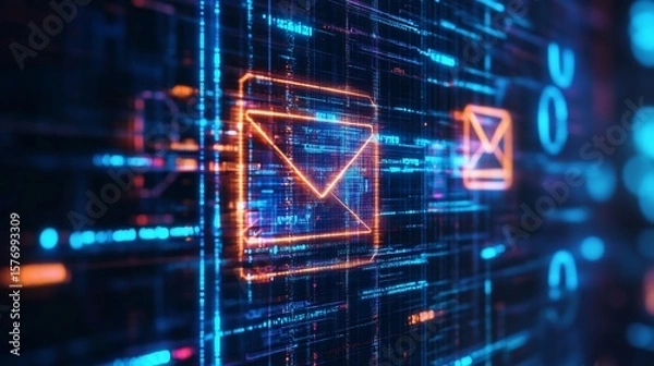Fototapeta Digital Communication: Encrypted Email Technology and Data Transfer