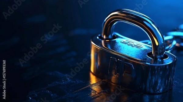 Fototapeta Close-up of a Metal Padlock, Symbolizing Security and Protection
