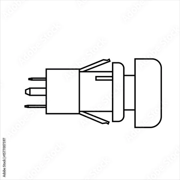 Obraz Close up of outline drawing automobile car Power window switch isolate on white background vector illustration.