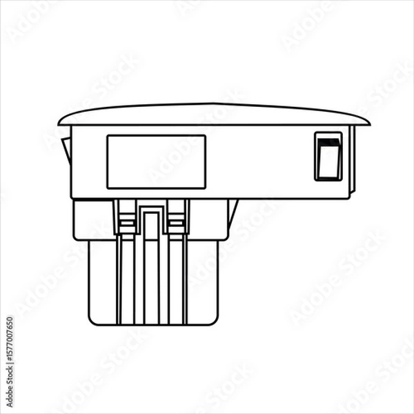 Obraz Close up of outline drawing automobile car Power window switch isolate on white background vector illustration.