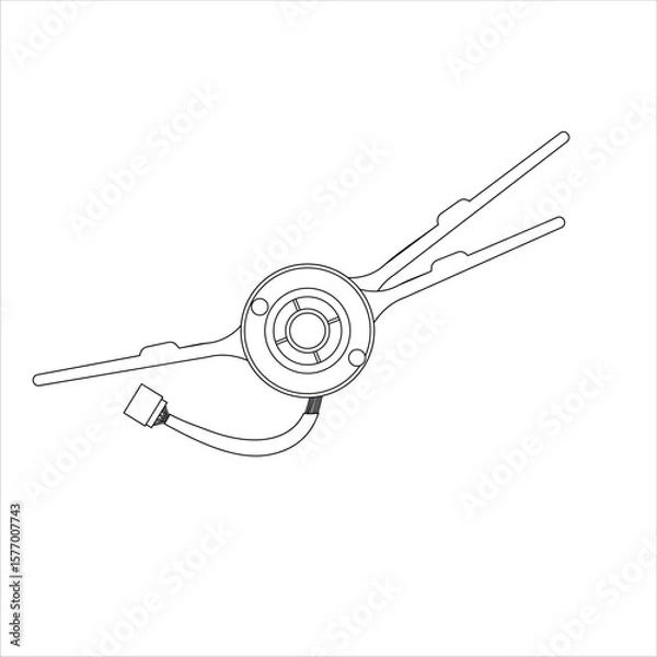 Fototapeta Close up of outline drawing automobile car Steering column switch isolate on white background vector illustration.