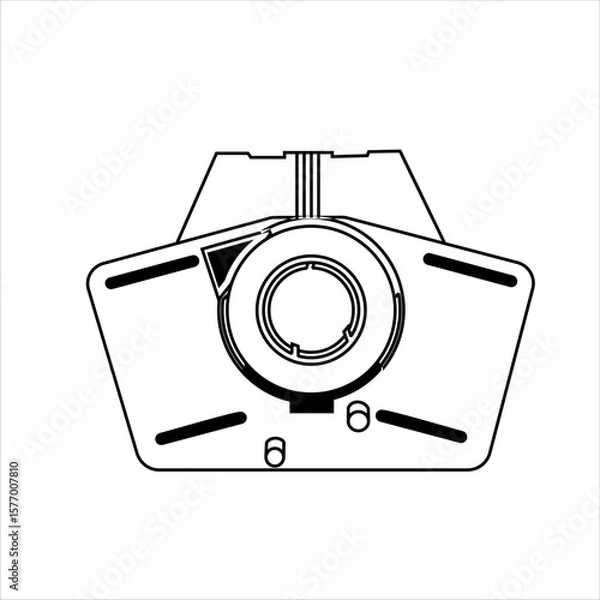 Fototapeta Close up of outline drawing automobile car Steering column switch isolate on white background vector illustration.