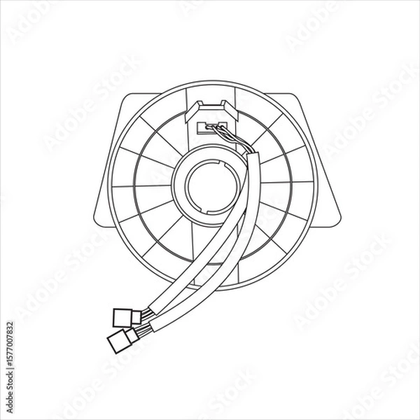 Obraz Close up of outline drawing automobile car Steering column switch connector isolate on white background vector illustration.