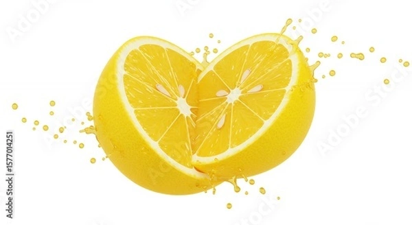 Fototapeta Fresh lemon slices with juice splash