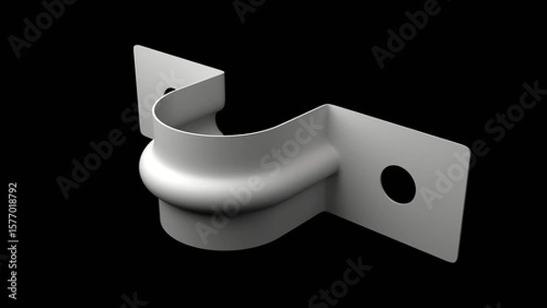 Obraz パイプを壁に固縛するための金具の3Dイラスト