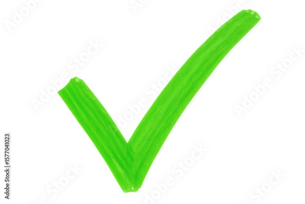Fototapeta Hand-drawn green check mark provides a simple yet effective visual representation of approval, agreement, or verification on a transparent background