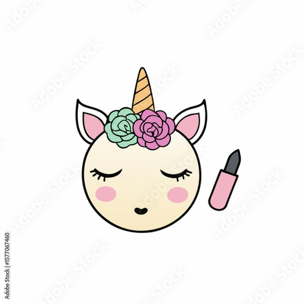 Fototapeta Unicorn head with long eyelashes