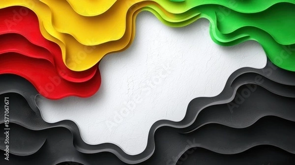 Fototapeta Abstract Layered Wavy Colorful Paper Art Design