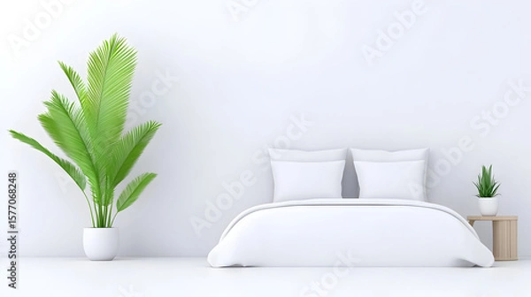 Obraz Modern double bed minimalist cutout white background