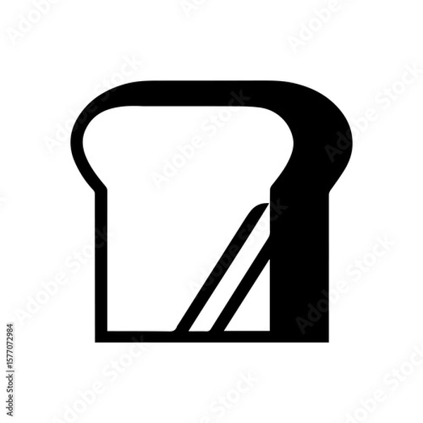 Fototapeta Classic sliced bread icon with a rounded top and flat base, drawn in a continuous single-line style.