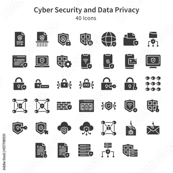 Fototapeta cyber security and data privacy icons collection