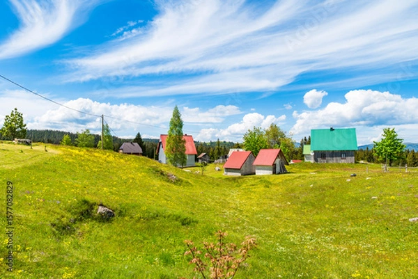 Fototapeta View of a countryside in small village Podgora in Montenegro