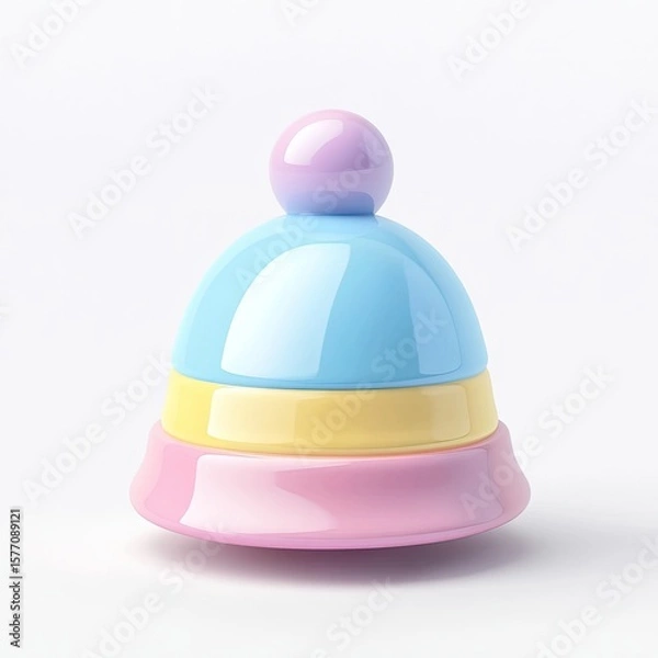 Fototapeta Whimsical 3D Notification Bell Icon in Pastel Colors and Cartoonish Style