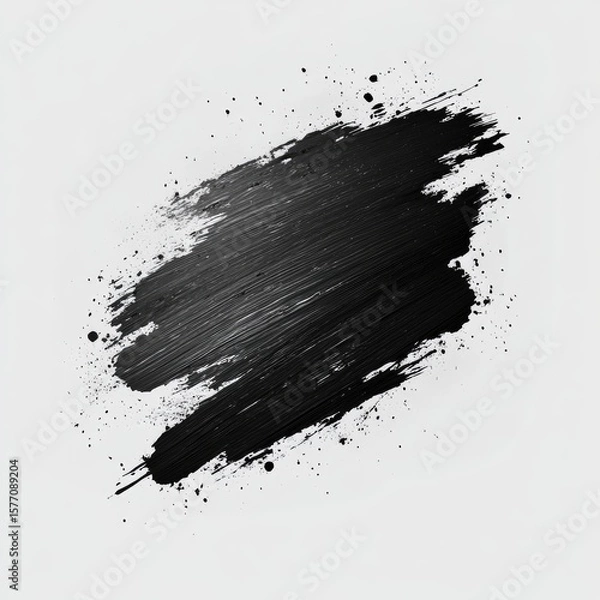 Fototapeta Abstract Black Ink Grunge Brush Stroke Texture with Splatter Elements