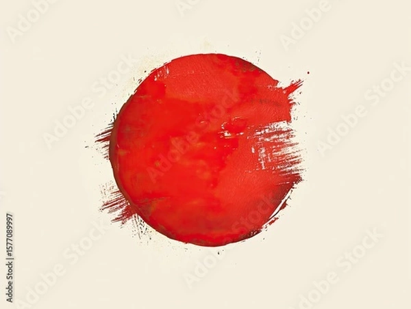 Fototapeta Abstract Red Circle with Grunge Brush Strokes for Artistic Designs