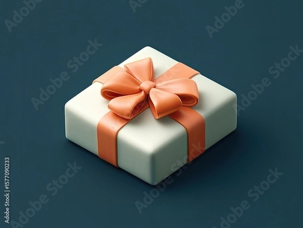Fototapeta Minimalist 3D Gift Box Icon with Bow, Perfect for Celebrations and Giving