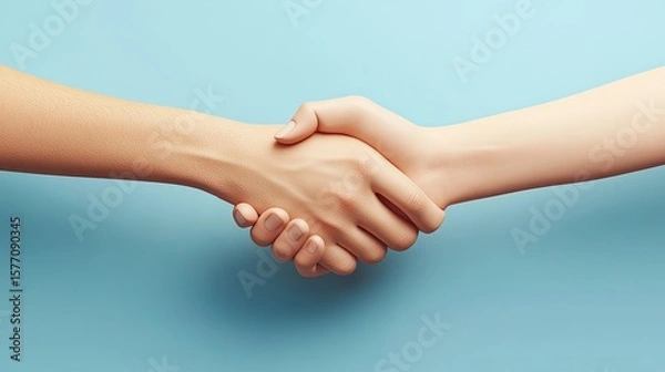 Fototapeta Minimalist 3D Icon Depicting Two Hands Shaking in Flat Design Style Concept