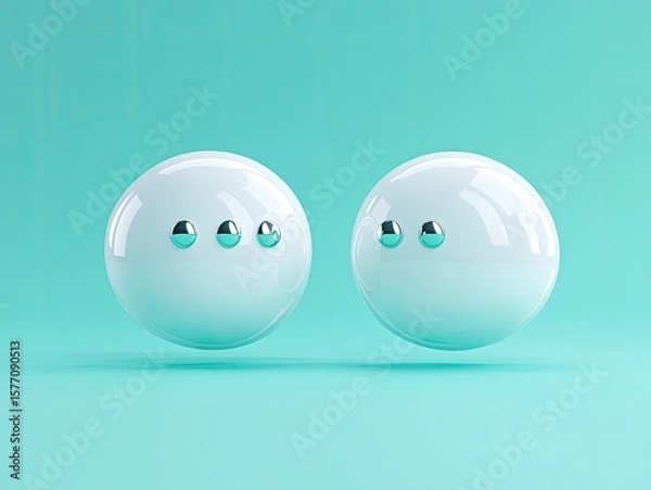 Fototapeta Minimalist 3D Speech Bubbles in a Cute Flat Style Communication Concept