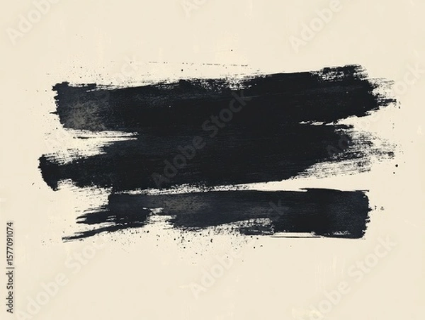 Fototapeta Expressive black brushstrokes on textured background creating dynamic graphic element for creative design projects and contemporary art