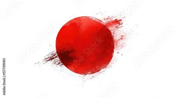Fototapeta Abstract Red Grunge Brush Circle on White Background Illustration