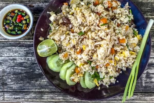 Obraz Vegetable Fried Rice on Rough Table