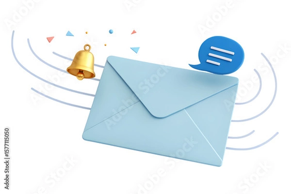 Fototapeta envelope with message , 
3D Mail Notification Bell Icon