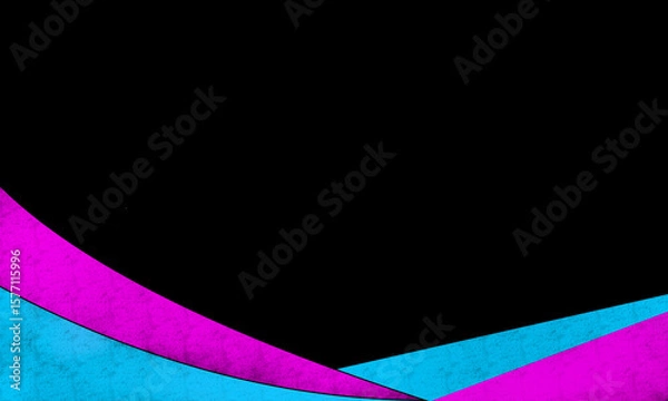 Fototapeta Grunge Abstract Background with Cyan and Magenta Curves on Black