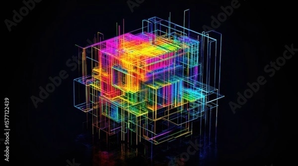 Fototapeta Futuristic Scaffold Representing Structural Support and Framework for Construction Projects Scaffolding Symbolizing