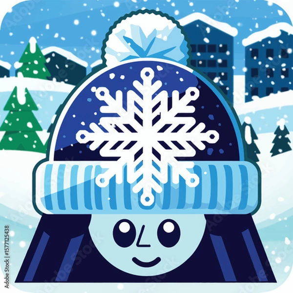 Obraz 2d vector illustration icon, set of vibrant representing unique winter activities and sports
