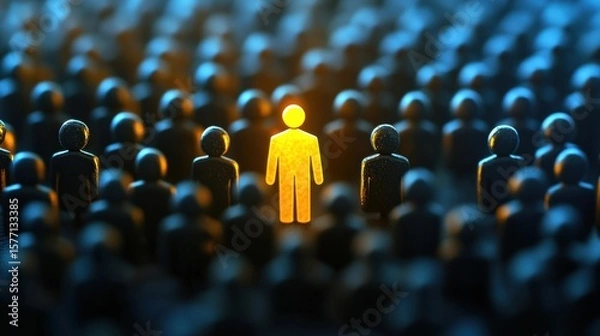 Fototapeta Human figure icon symbolizing recruitment and finding the right person for Hiring A conceptual photo of icon
