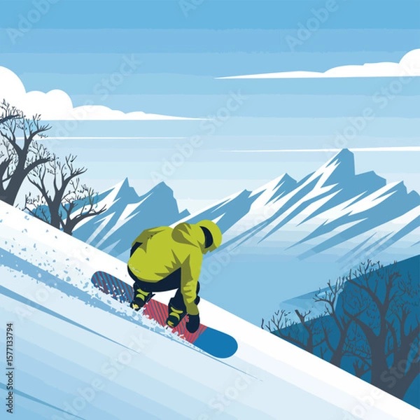Obraz 2d vector illustration icon, set of vibrant representing unique winter activities and sports
