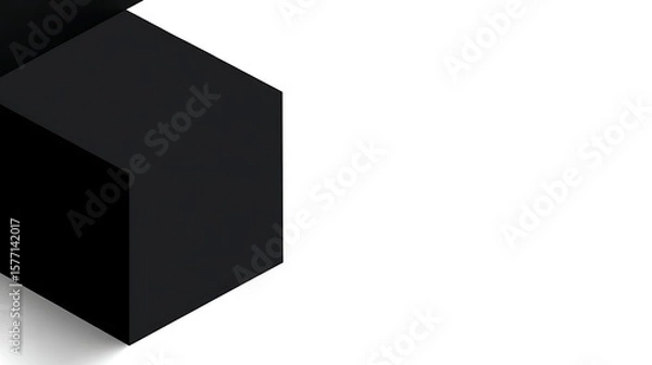 Fototapeta Minimalist abstract black geometric shapes arranged on a clean white background with high contrast and symmetry, highlighting modern balance and visual structure.