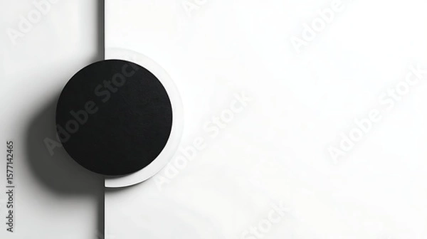 Fototapeta Minimalist abstract black geometric shapes arranged on a clean white background with high contrast and symmetry, highlighting modern balance and visual structure.