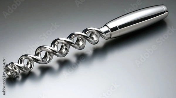 Obraz Polished silver spiral metal tool on grey surface.