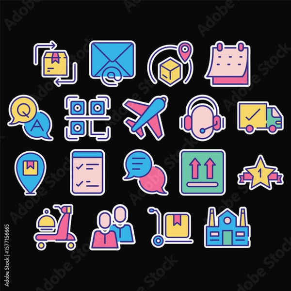 Obraz Logistic and Delivery Sticker Icon for Transport Packaging Occupation UI Symbol