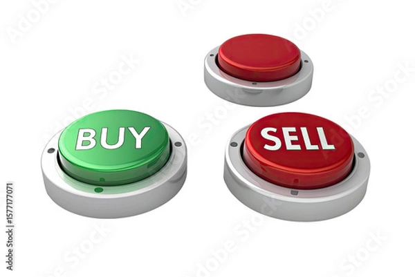 Fototapeta Green buy and red sell buttons isolated on transparent background