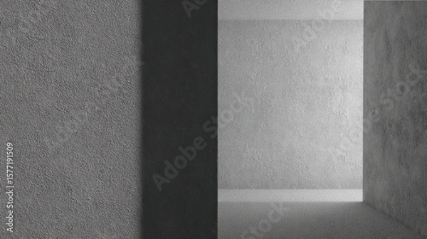 Fototapeta Contrasting wall textures illustrate an architectural transformation concept.