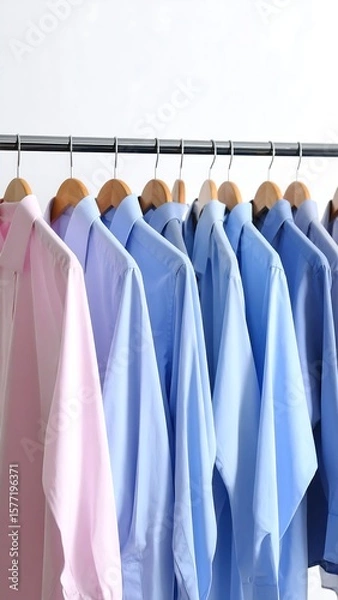 Obraz Row of light-colored shirts on a metal rack