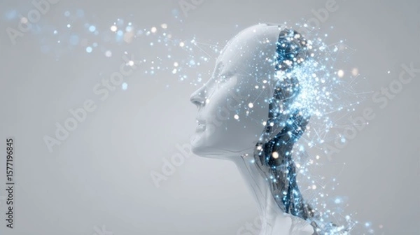 Fototapeta AI head emitting light