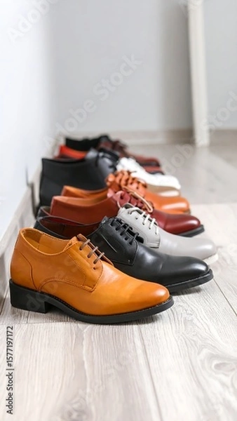 Obraz Row of various leather shoes