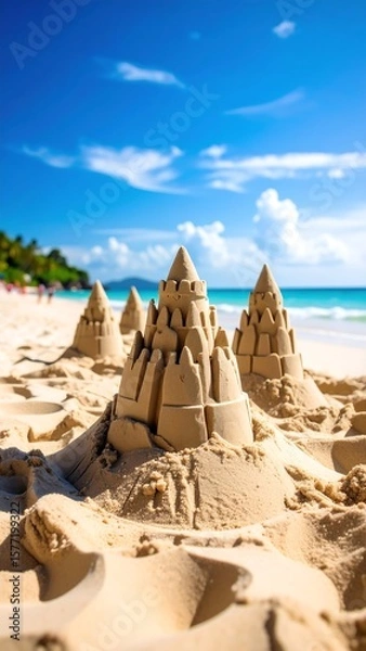 Obraz Sandy castles on a sunny beach