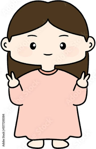 Obraz 브이 손모양 어린 여자