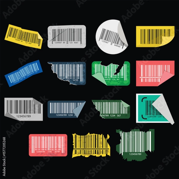 Obraz Isolated Fragile Sticker Design with Barcode Broken Symbol for Business