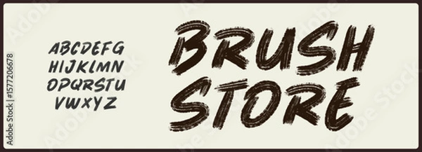 Obraz Brush script vector font with texture. Creative hand drawn uppercase . Classic lettering fashion designs Typography script decorative vintage concept vector illustration