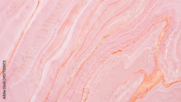 Fototapeta Pink onyx texture with gold veins image