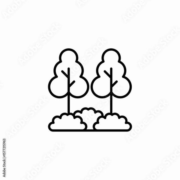 Obraz green trees bushes icon sign vector