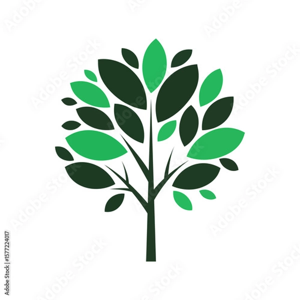 Obraz Abstract tree with leaves on a white background