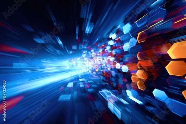 Fototapeta abstract technology background with glowing lines