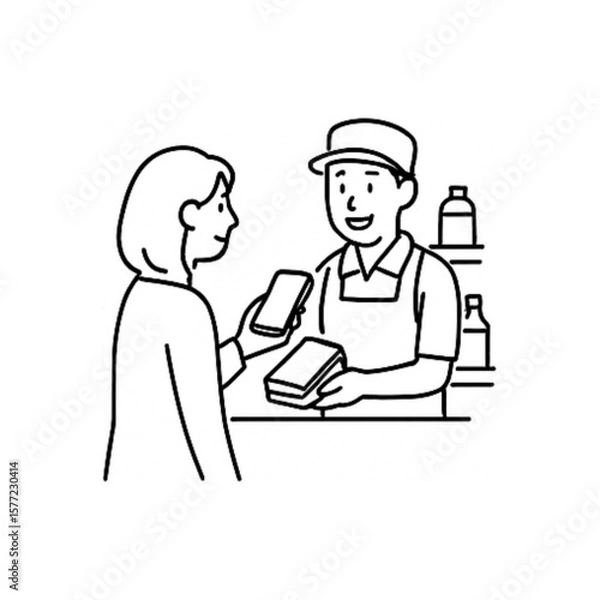 Obraz モバイル決済シーンのイラスト１